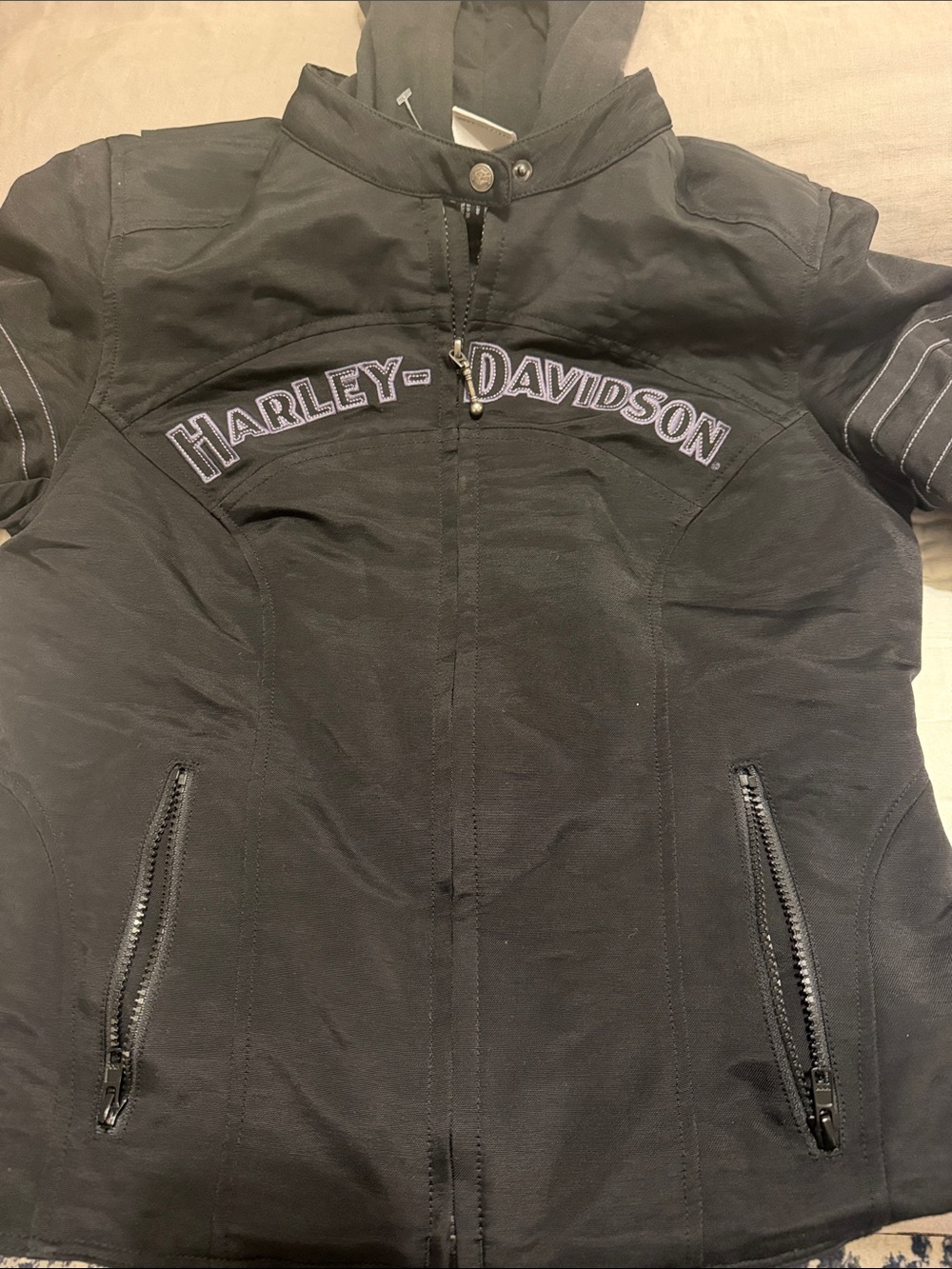 Harley-Davidson Women's Black Jacket with Contrasting Logo